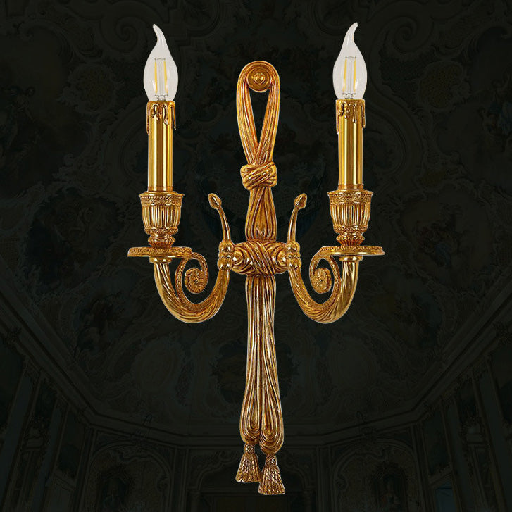 Candle Design All Brass 2-Light Wall Lamp