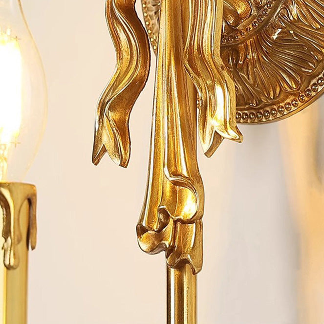 Candle-Shaped Brass Bow Hallway Wall Lamp