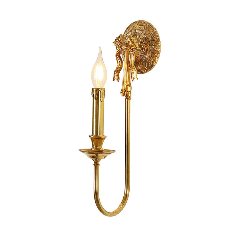Candle-Shaped Brass Bow Hallway Wall Lamp