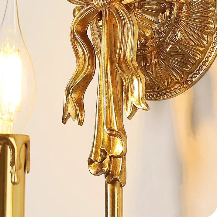Candle-Shaped Brass Bow Hallway Wall Lamp