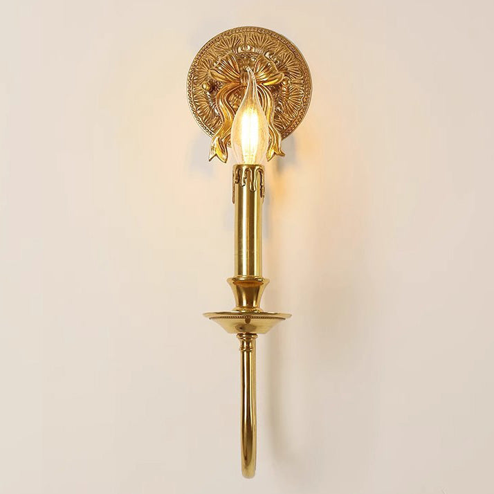 Candle-Shaped Brass Bow Hallway Wall Lamp