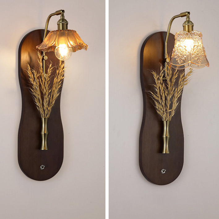 Wheat Shaped Iron Glass Wall Lamp