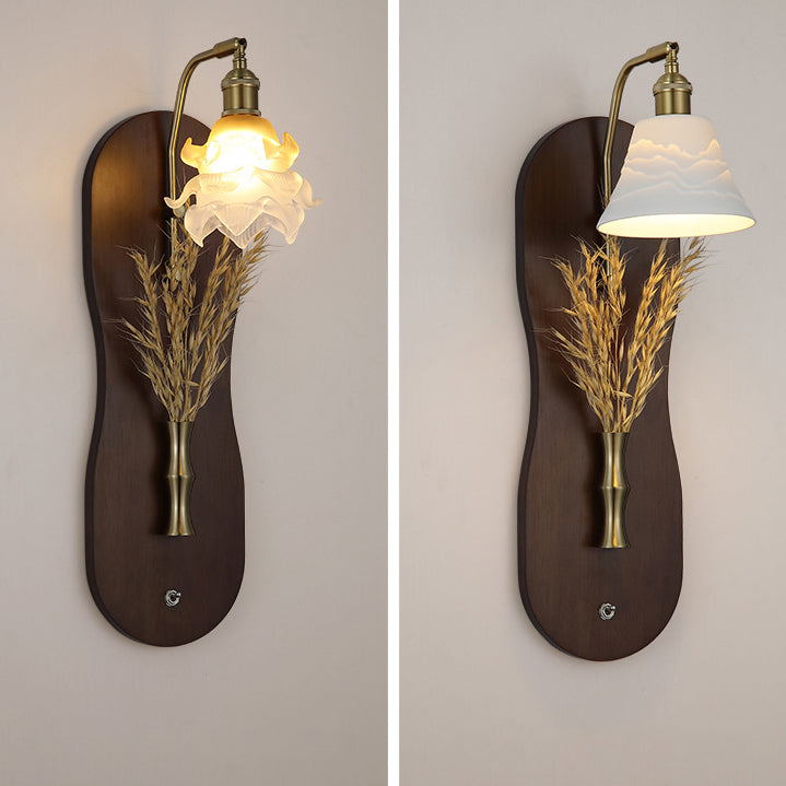 Wheat Shaped Iron Glass Wall Lamp