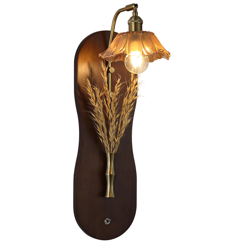 Wheat Shaped Iron Glass Wall Lamp