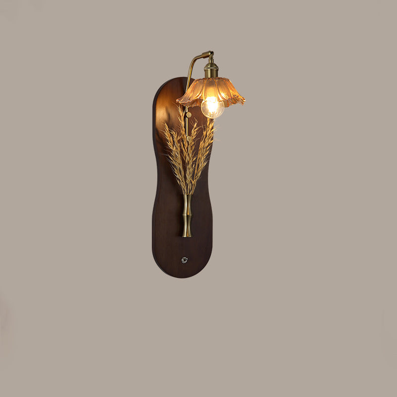 Wheat Shaped Iron Glass Wall Lamp