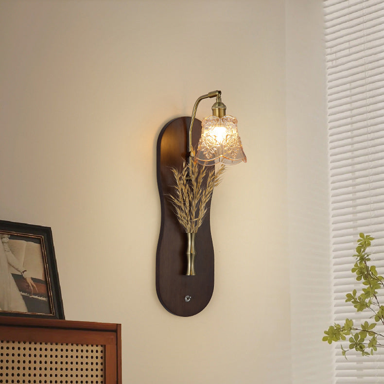 Wheat Shaped Iron Glass Wall Lamp
