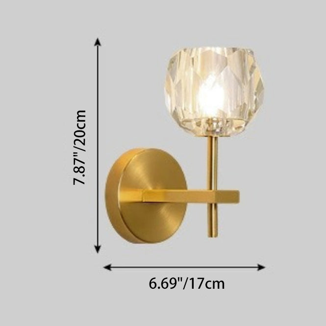 Diamond-Shaped Crystal Iron Bedroom Wall Lamp