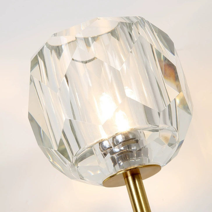 Diamond-Shaped Crystal Iron Bedroom Wall Lamp