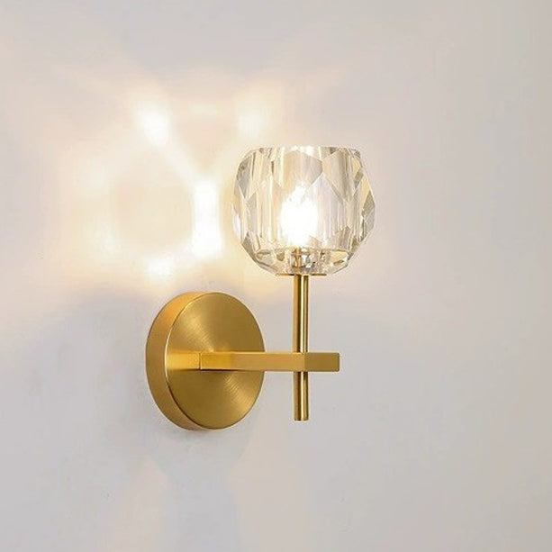 Diamond-Shaped Crystal Iron Bedroom Wall Lamp