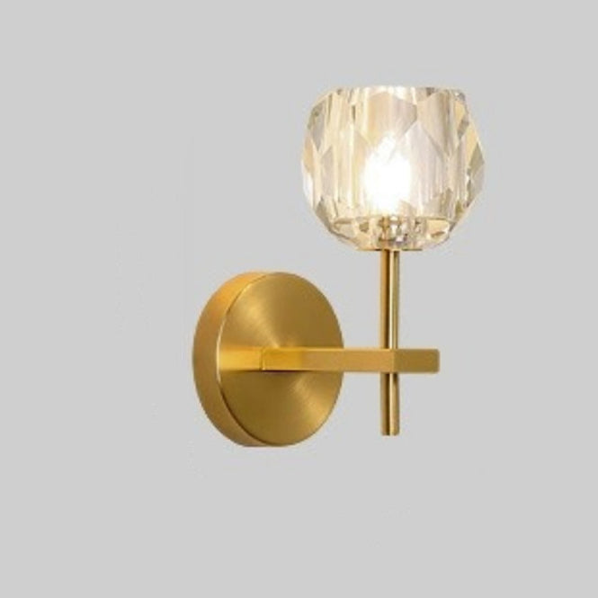 Diamond-Shaped Crystal Iron Bedroom Wall Lamp