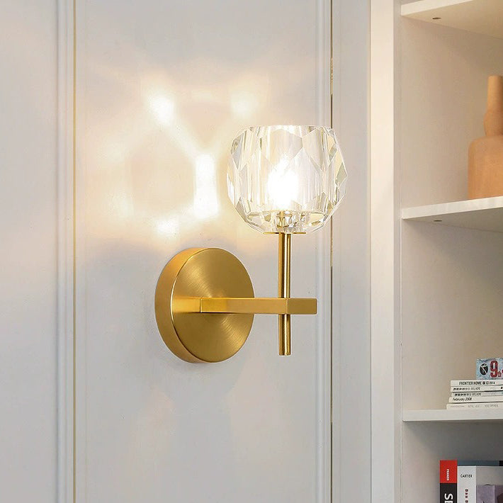 Diamond-Shaped Crystal Iron Bedroom Wall Lamp