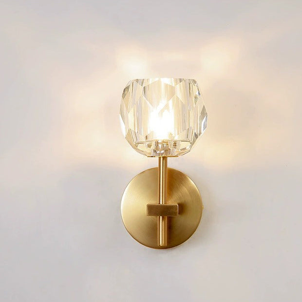 Diamond-Shaped Crystal Iron Bedroom Wall Lamp
