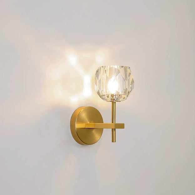 Diamond-Shaped Crystal Iron Bedroom Wall Lamp