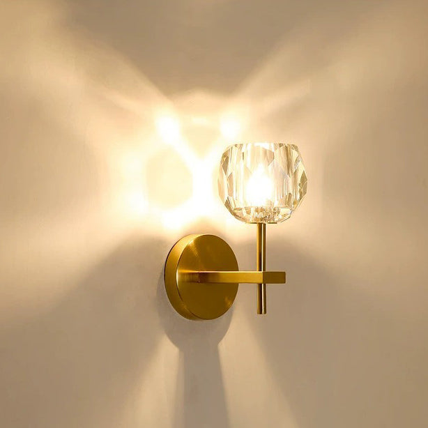 Diamond-Shaped Crystal Iron Bedroom Wall Lamp