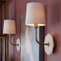 Cylinder Fabric Brass Bedroom Table Lamp