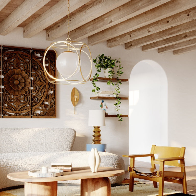 Gold Leaf Iron Living Wall Lamp