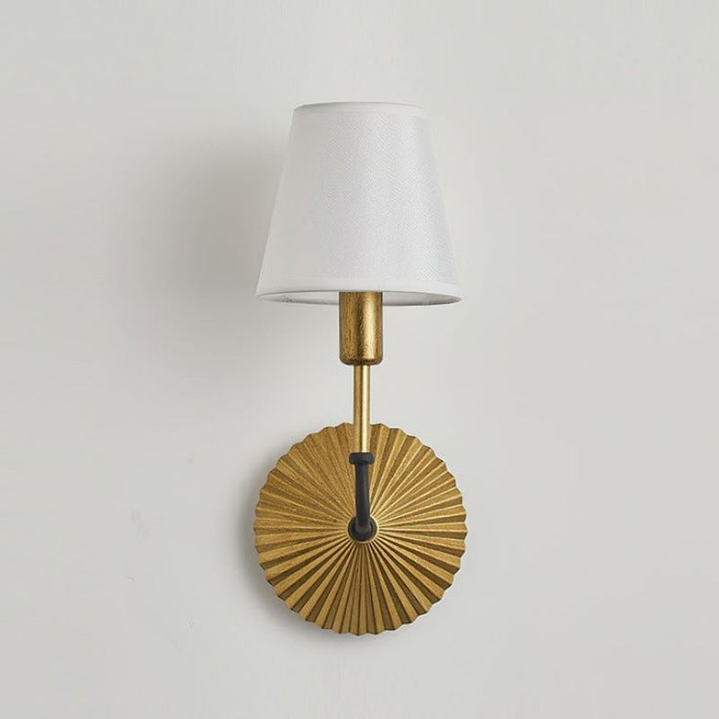 Tapered Fabric Metal Bedroom Wall Lamp