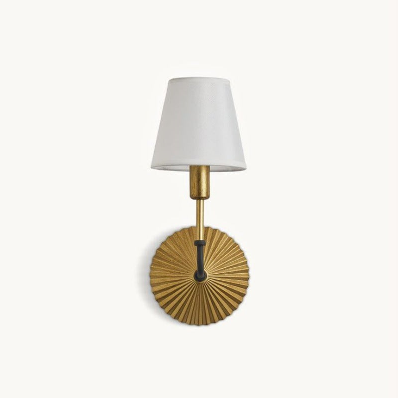 Tapered Fabric Metal Bedroom Wall Lamp
