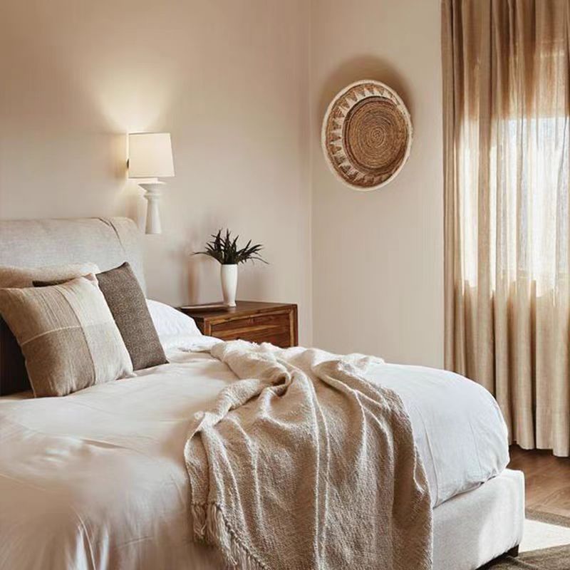 Cylinder Fabric Iron Arm Wall Lamp