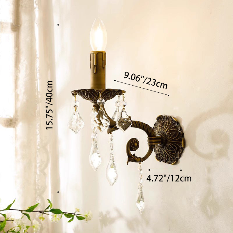 Crystal Drops Solid Brass Wall Lamp