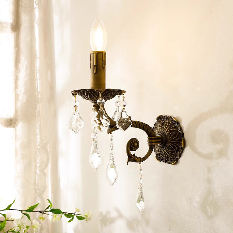 Crystal Drops Solid Brass Wall Lamp
