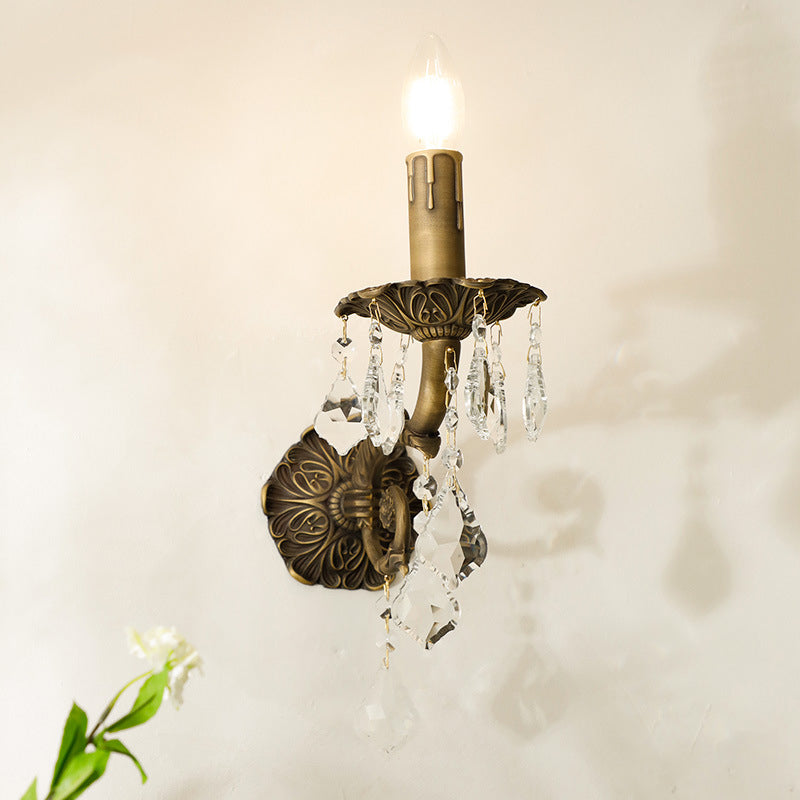 Crystal Drops Solid Brass Wall Lamp