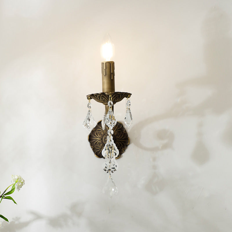 Crystal Drops Solid Brass Wall Lamp