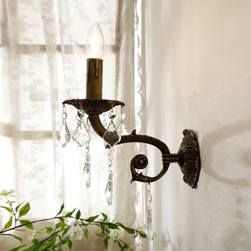 Crystal Drops Solid Brass Wall Lamp