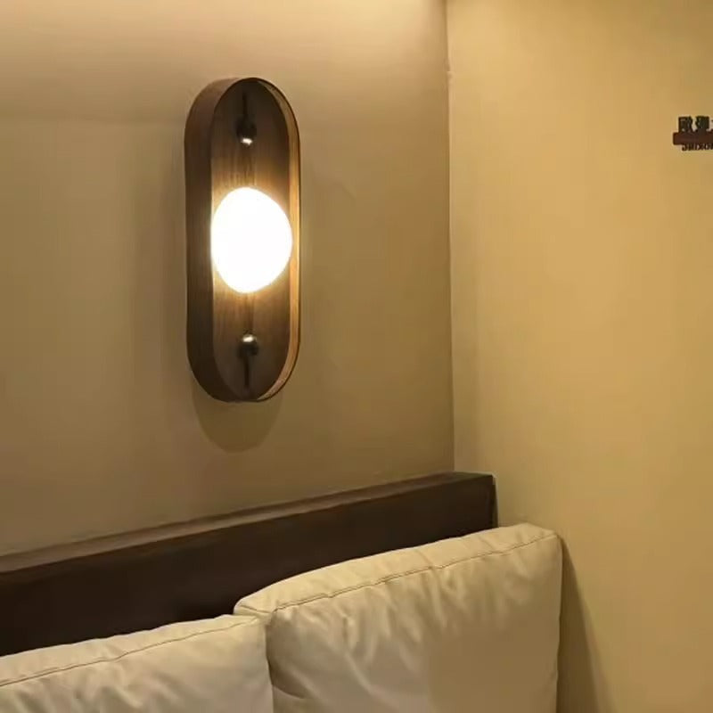 Oval Iron Natural Marble Wall Lamp