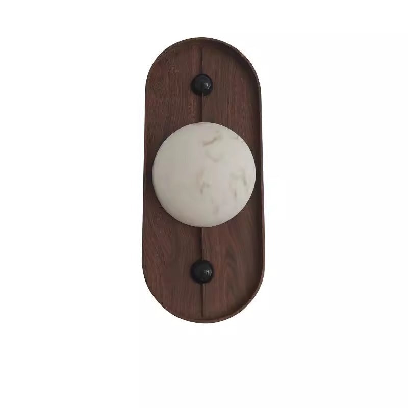 Oval Iron Natural Marble Wall Lamp