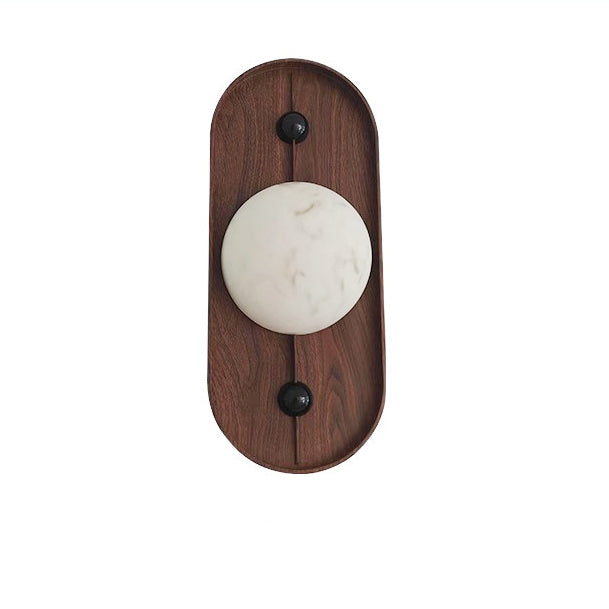 Oval Iron Natural Marble Wall Lamp
