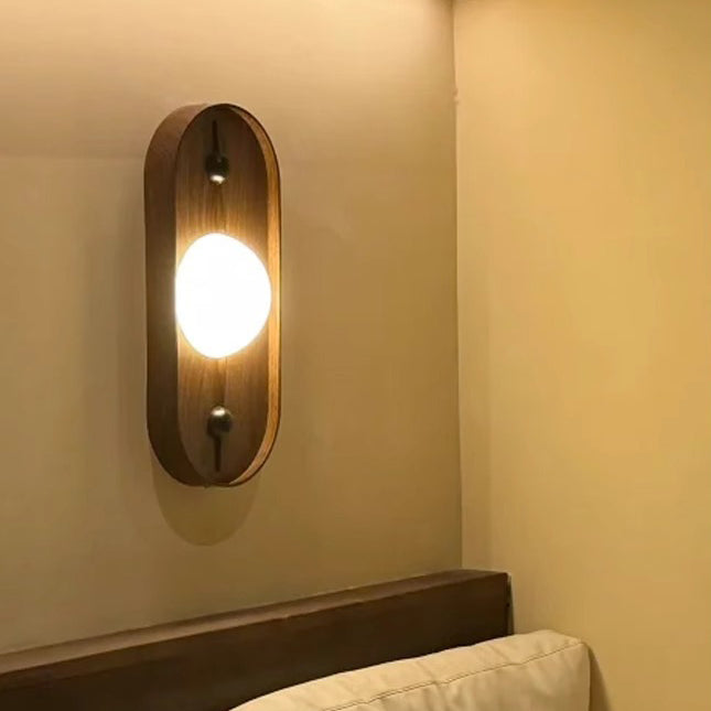 Oval Iron Natural Marble Wall Lamp