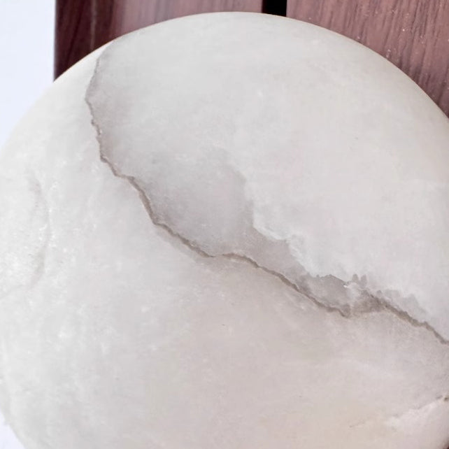 Oval Iron Natural Marble Wall Lamp