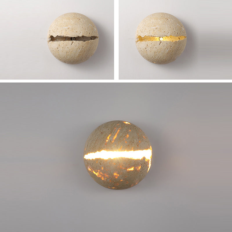 Style Hemisphere Yellow Travertine Wall Lamp