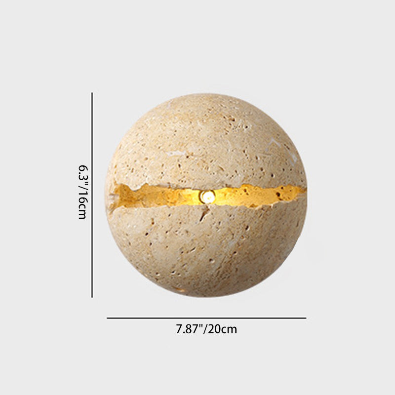 Style Hemisphere Yellow Travertine Wall Lamp