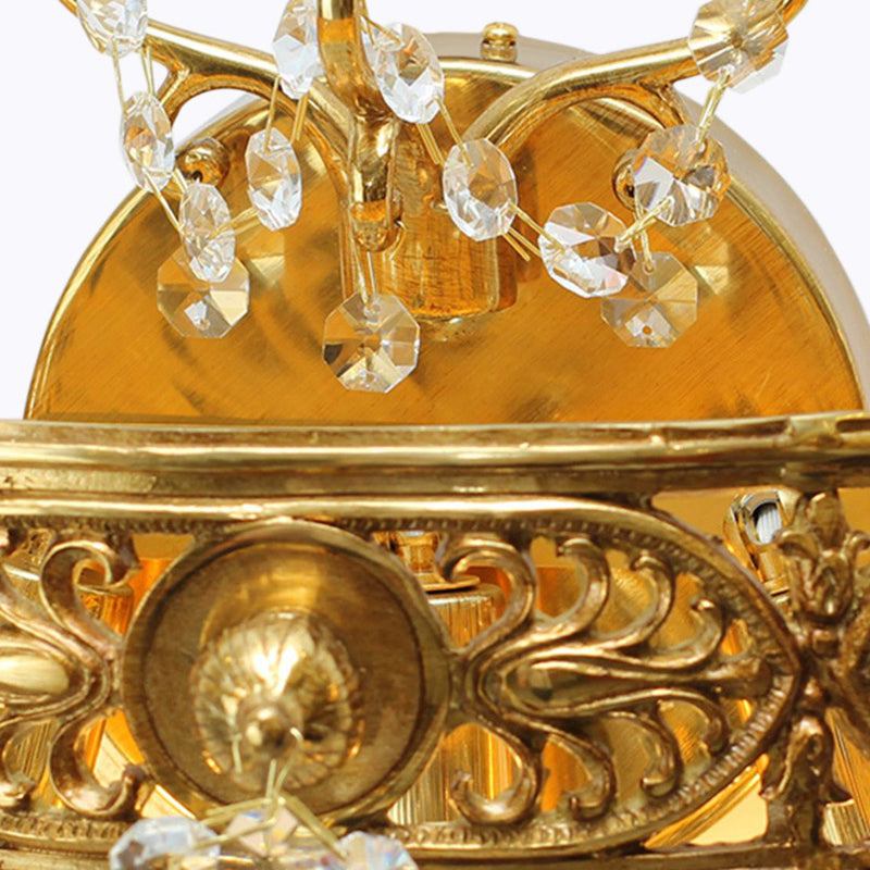 Crown Round Brass Crystal 3-Light Wall Lamp