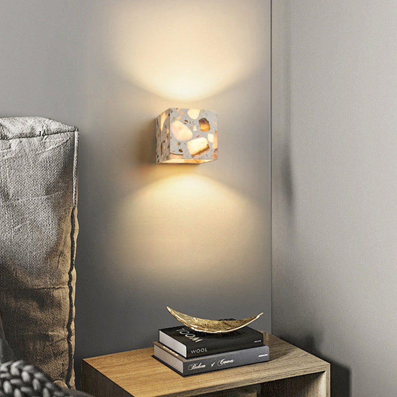 Square Translucent Stone Bedroom Wall Lamp