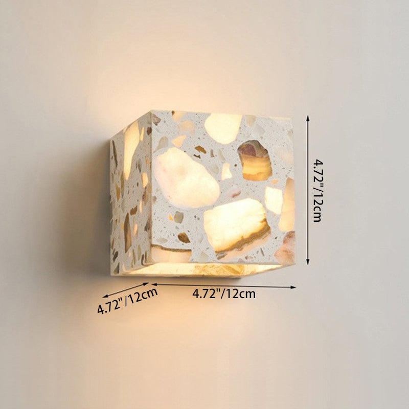 Square Translucent Stone Bedroom Wall Lamp