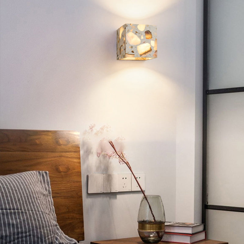 Square Translucent Stone Bedroom Wall Lamp