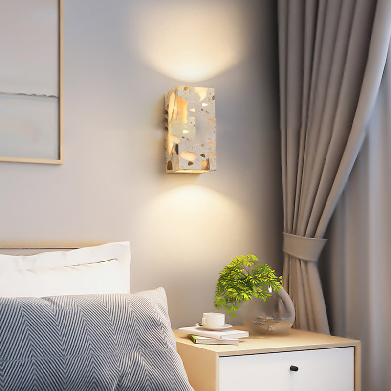 Square Translucent Stone Bedroom Wall Lamp