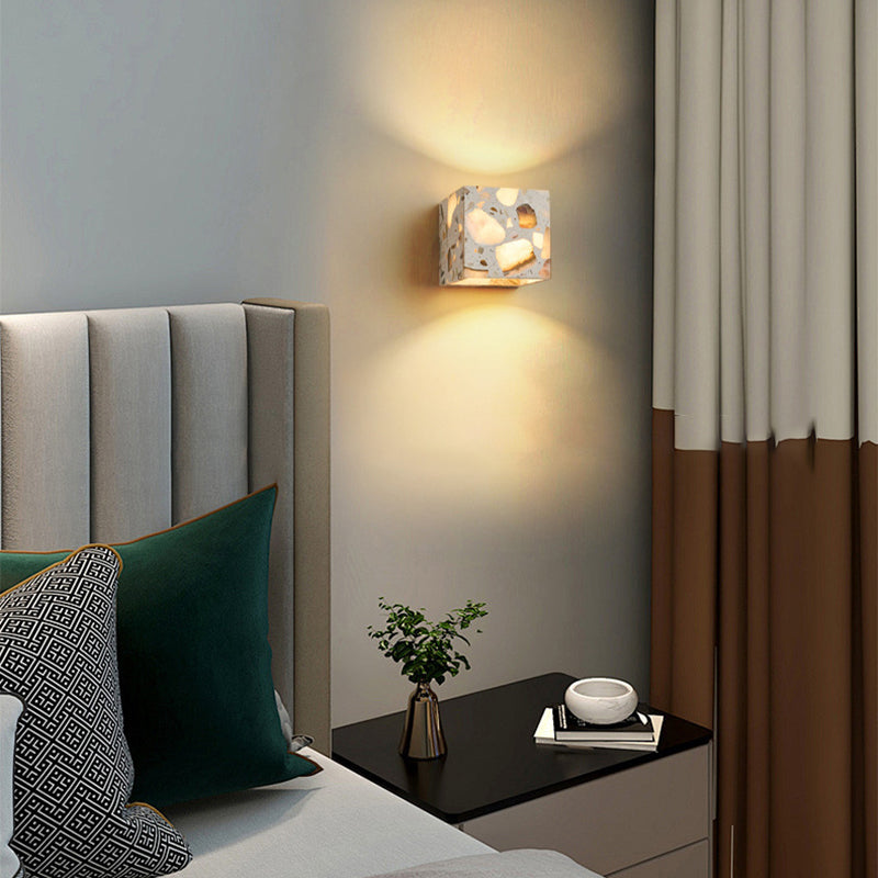 Square Translucent Stone Bedroom Wall Lamp