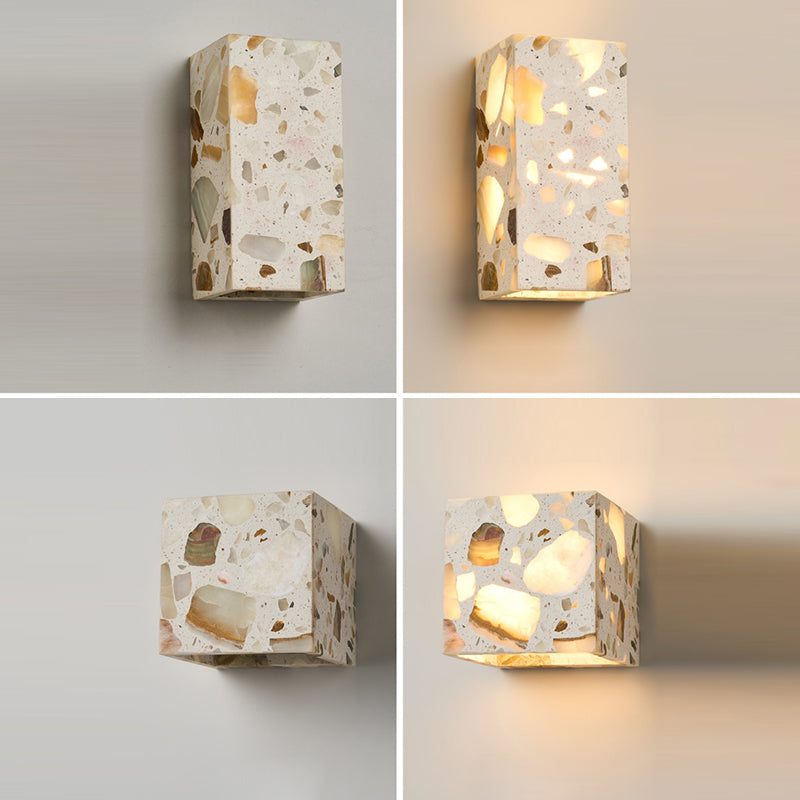 Square Translucent Stone Bedroom Wall Lamp