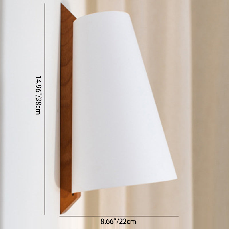 Cone Paper Solid Wood Wall Lamp