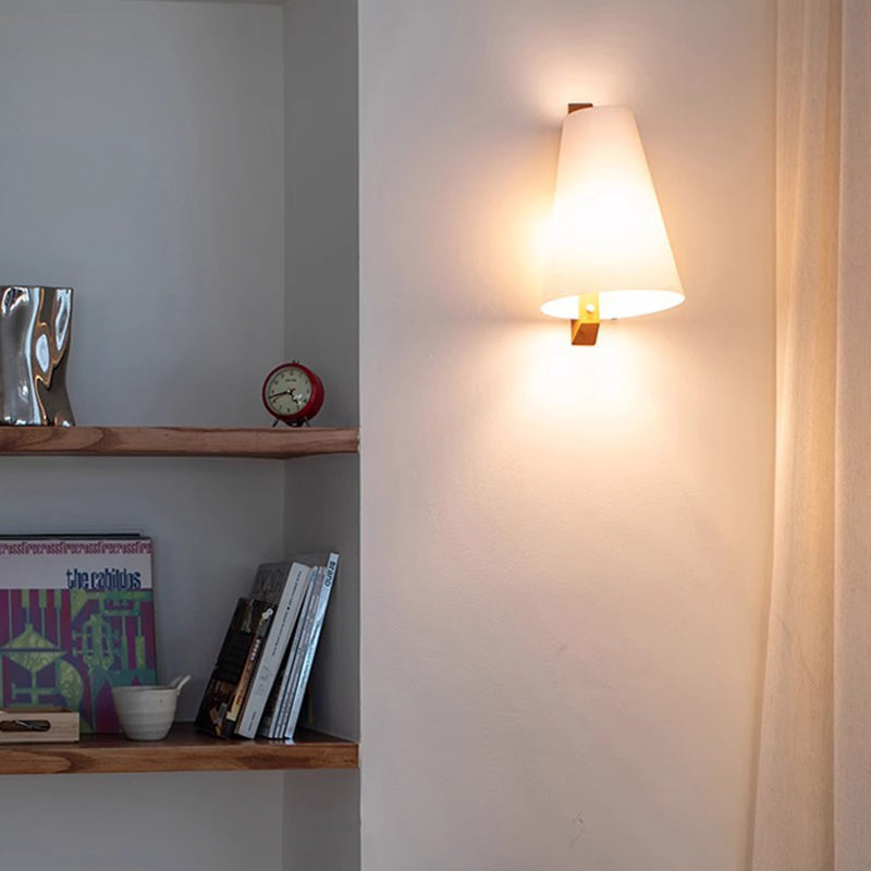 Cone Paper Solid Wood Wall Lamp