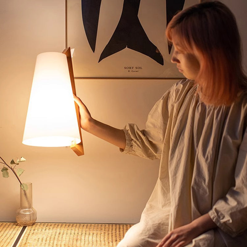 Cone Paper Solid Wood Wall Lamp