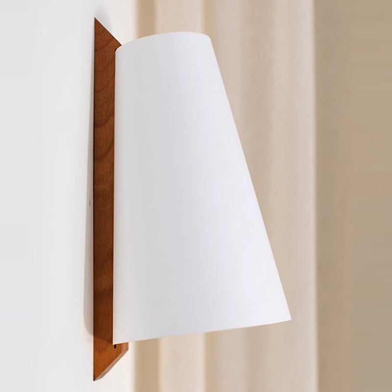 Cone Paper Solid Wood Wall Lamp