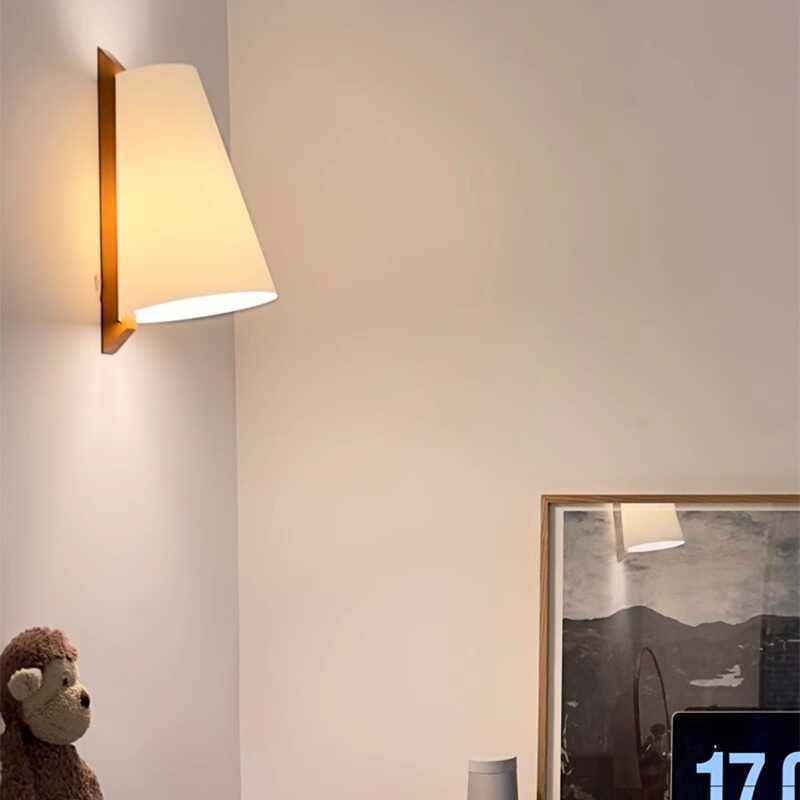 Cone Paper Solid Wood Wall Lamp