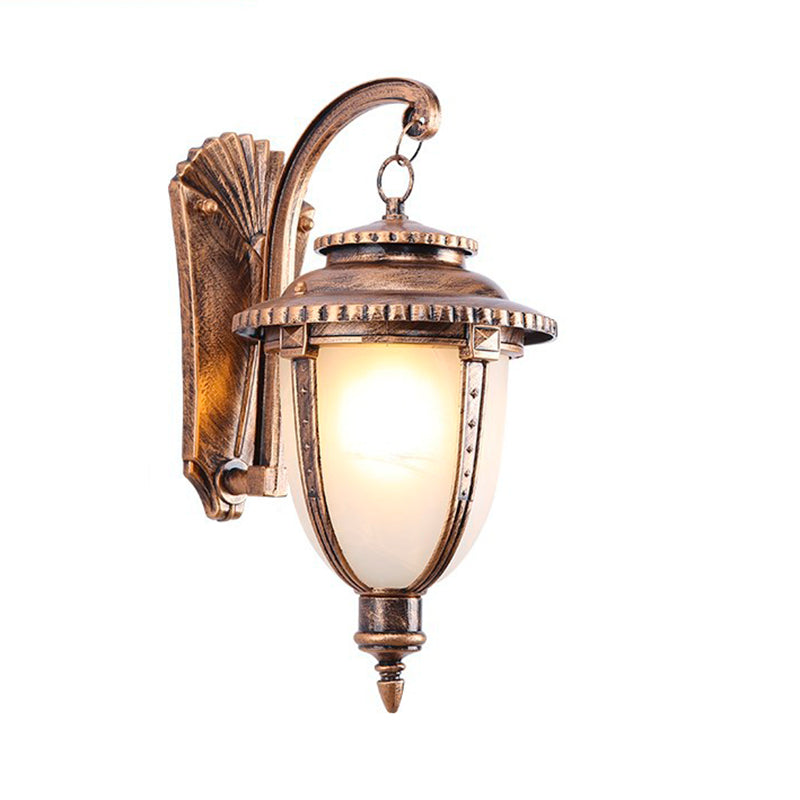 Lantern-Shaped Faux Marble Aluminum Outdoor Light