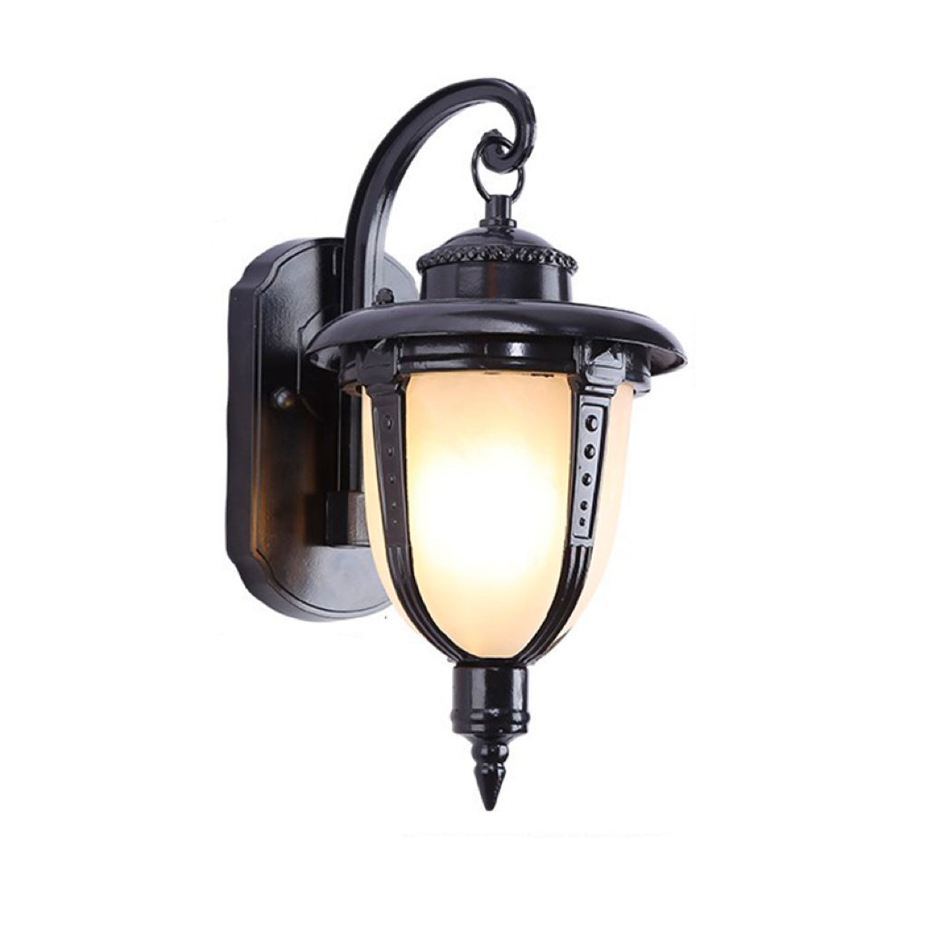 Lantern-Shaped Faux Marble Aluminum Outdoor Light