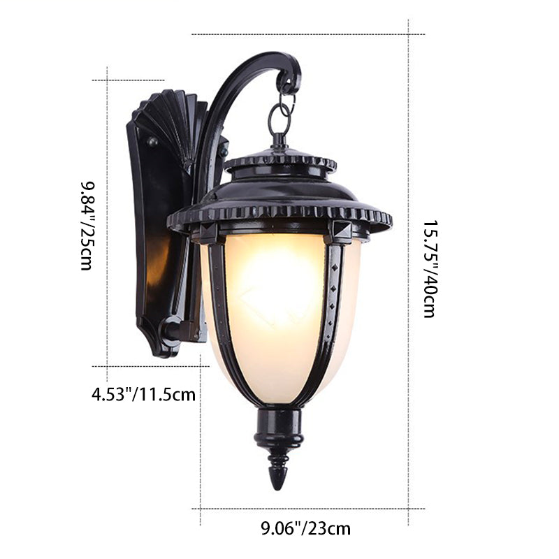 Lantern-Shaped Faux Marble Aluminum Outdoor Light